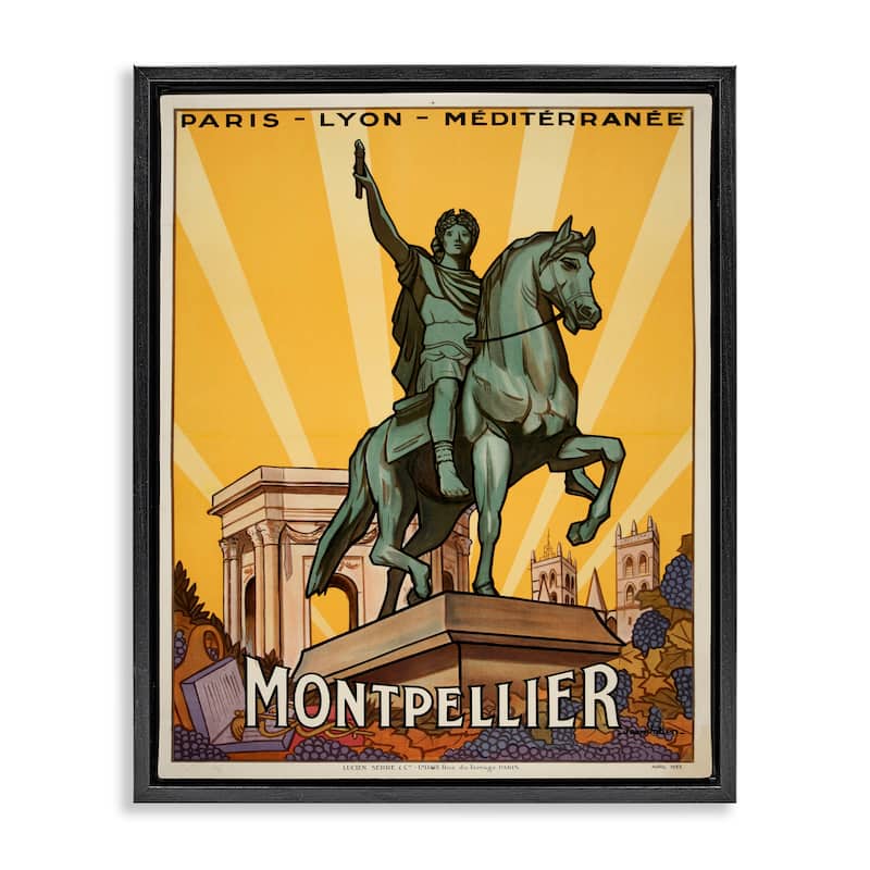 Stupell Montpellier Vintage Advertisement Framed Floater Canvas Wall Art Design By Marcus Jules - 17 x 21 - Black