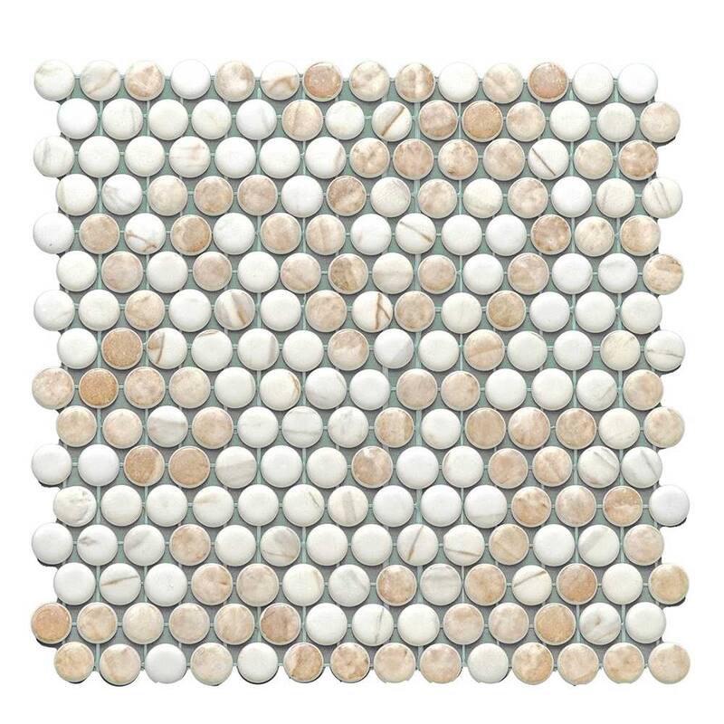 The Tile Life Eterna Penny 12x12 Round Glass Mosaic Floor, Wall & Backsplash Tile