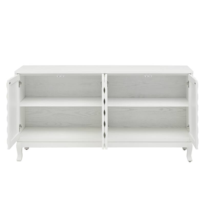 Modern Elegant Sideboard with 4 Doors, Height Adjustable, for Study, Entryway, and Living Room, White