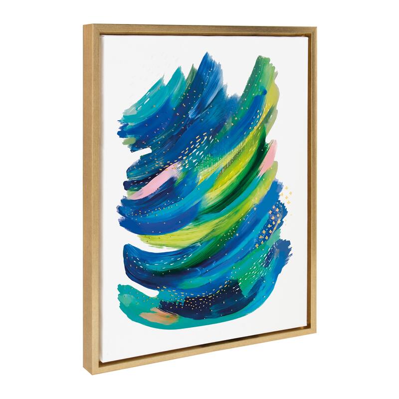 Kate and Laurel Sylvie Bright Abstract 2 Framed Canvas by Jessi Raulet of Ettavee - 18x24 - Gold