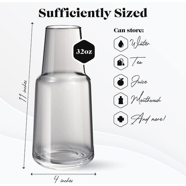 dimension image slide 1 of 4, American Atelier Bedside Water Carafe with Footed Glass/Lid