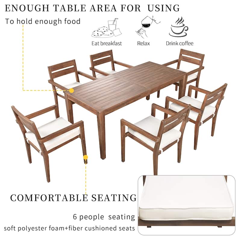 7-Piece Outdoor Acacia Wood Dining Set