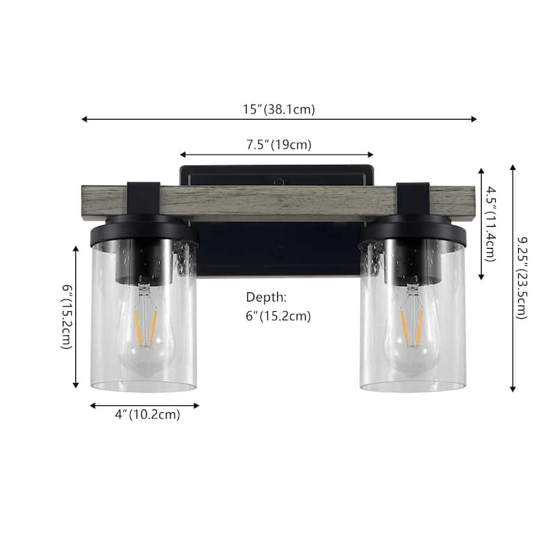 Ferme Iron/Seeded Glass Rustic LED Vanity Light, by JONATHAN Y