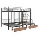 preview thumbnail 9 of 10, Full over Twin-Twin Triple Bunk Bed with Drawers and Staircase, Black