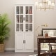 preview thumbnail 11 of 82, White Buffet Sideboard & Curio Bookcase Cabinet with Glass Doors