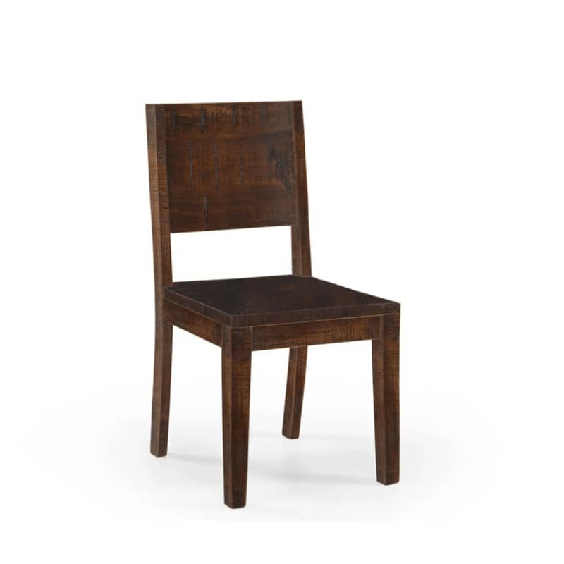 Dark Solid Mango Wood Simple Chair - Set of 2 - N/A