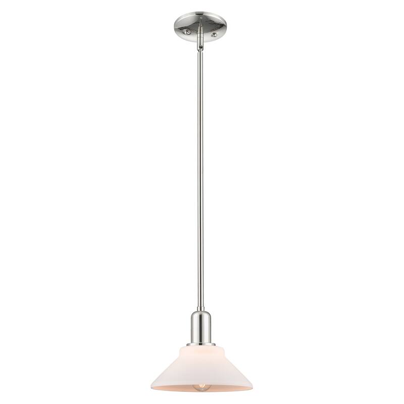 Innovations Lighting Endless Possibilities Arcadia - Orwell - 1 Light 8" Stem Hung Mini Pendant - Polished Nickel/Matte White