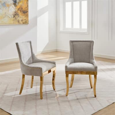 Set of 2 Chenille Dining Chairs
