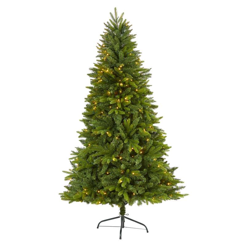 Artificial Christmas Tree 6ft Pre-Lit Clear Lights Holiday Decor Evergreen Tree - Green - 72