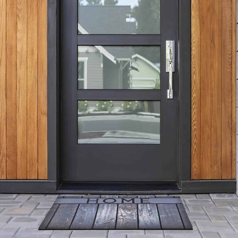 Outdoor Front Door Mat 30x18 Inch Rubber Rug with 'Home' Design