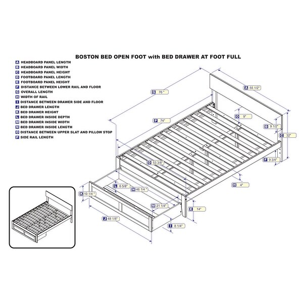 Boston Bed with Foot Drawer