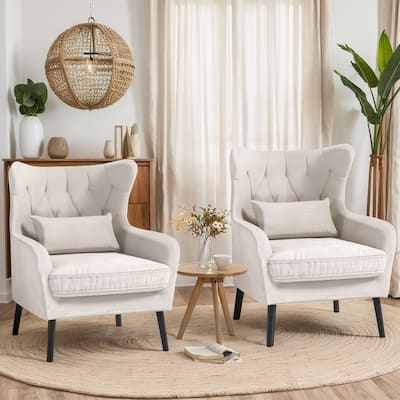 Velvet Accent Chair Comfy Oversized Reading For Living Room(Set of 2)
