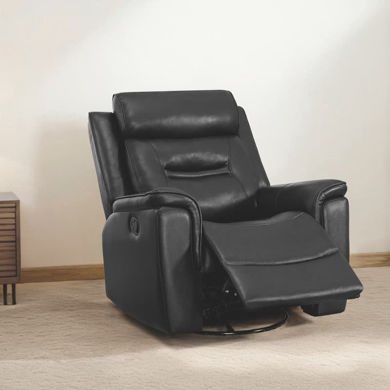 Spruce & Spring Alexis Swivel Manual Recliner Faux Leather Glider Recliner