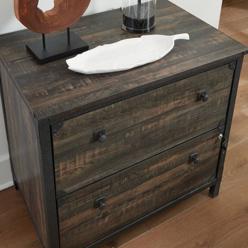 Wood Lateral File with Rustic Style, Brown