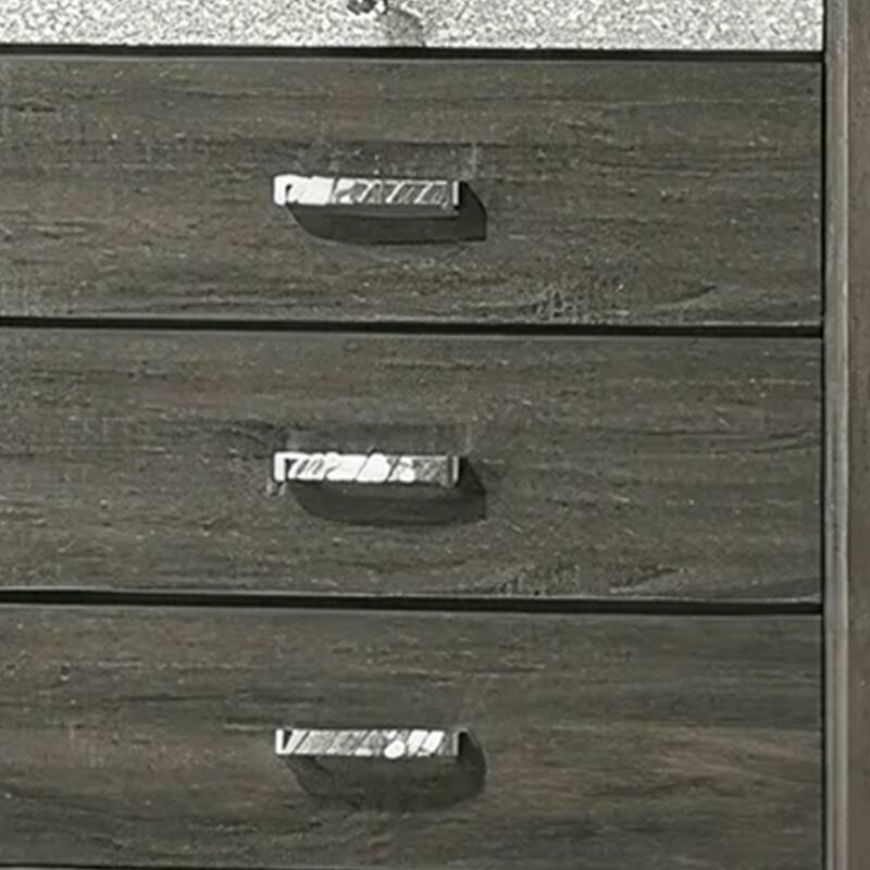 Lito Tall Dresser Chest, 4 Drawers w 1 Jewelry Tray, Glam Silver, Gray