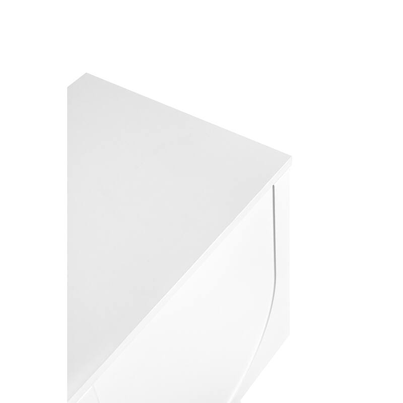 White 70.8" TV Stand with Solid Wood Legs, Arch Cabinets and Adjustable Shelves for TVs Up to 78"