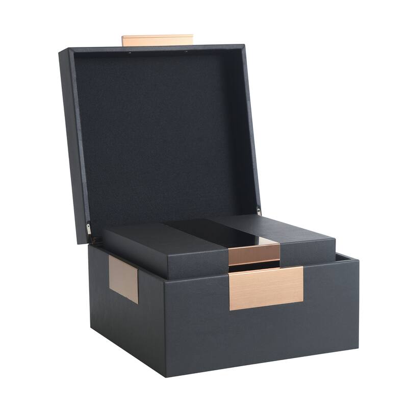 StyleCraft Norman Wyatt - John - Set of 3 Leather Wrapped Accessory Boxes
