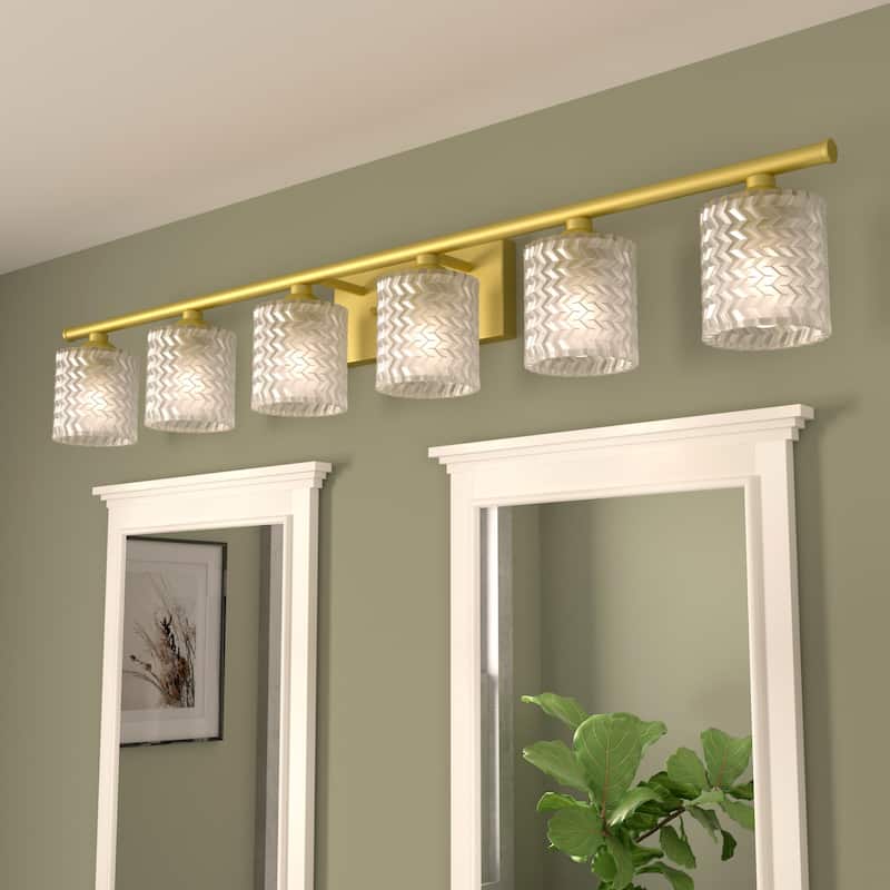 Acroma 6-light Modern 45In Gold Crystal Bathroom Vanity Light - 45 inches