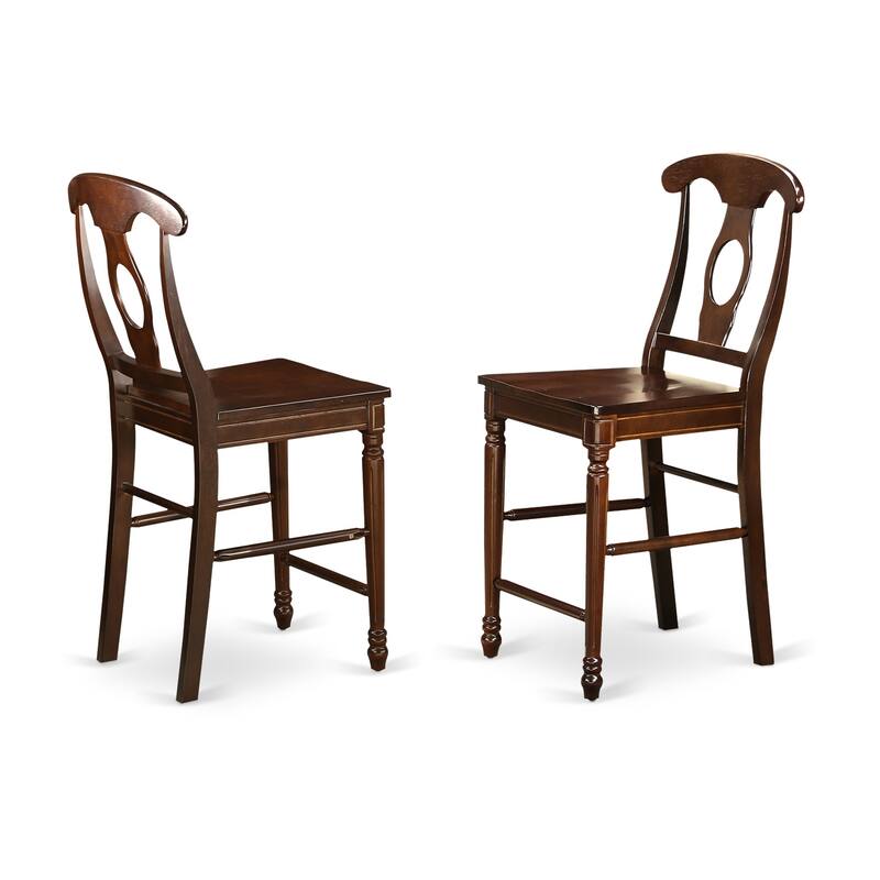 HomeStock 3-Piece Mahogany Finish Solid Wood Top Counter Height Dining Table Set