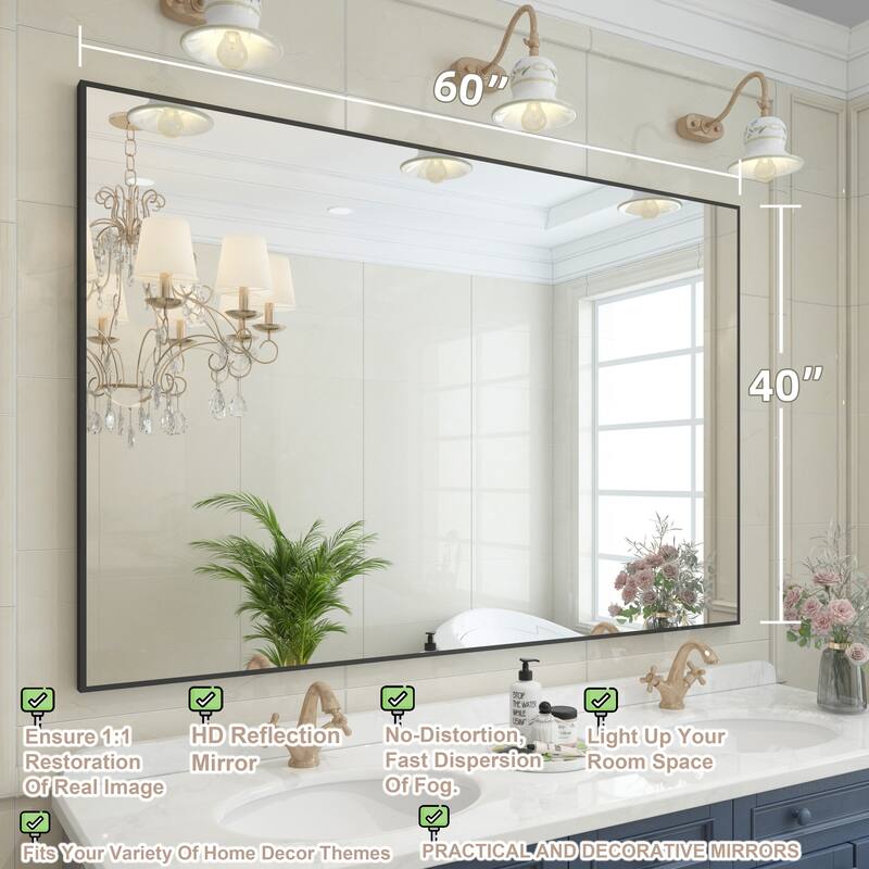 QuivaraView Wall Mounted Aluminum Frame Bathroom Vanity Mirror