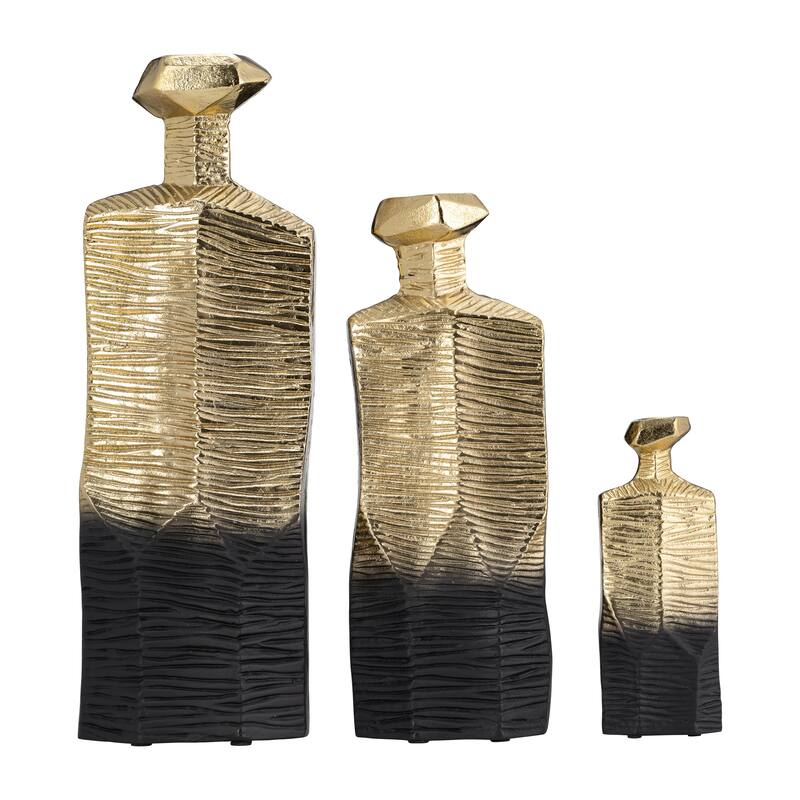 Sagebrook Home Modern Glam Textured Two Tone Gold Metal Vase