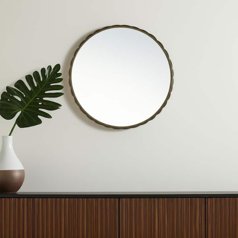 HomeRoots 30" Gold Metal Scalloped Framed Accent Mirror - 29.72 in. x 29.72 in. x 1.97 in. - 29.72 in. x 29.72 in.  x 1.97 in.