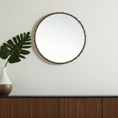 HomeRoots 30" Gold Metal Scalloped Framed Accent Mirror - 29.72 in. x 29.72 in. x 1.97 in.