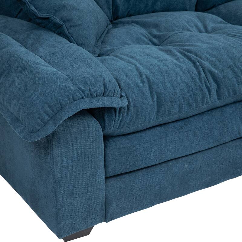 Luxurious 84" Chenille Fabric Recliner Sofa with Memory Foam and 2 Throw Pillows for Small Spaces