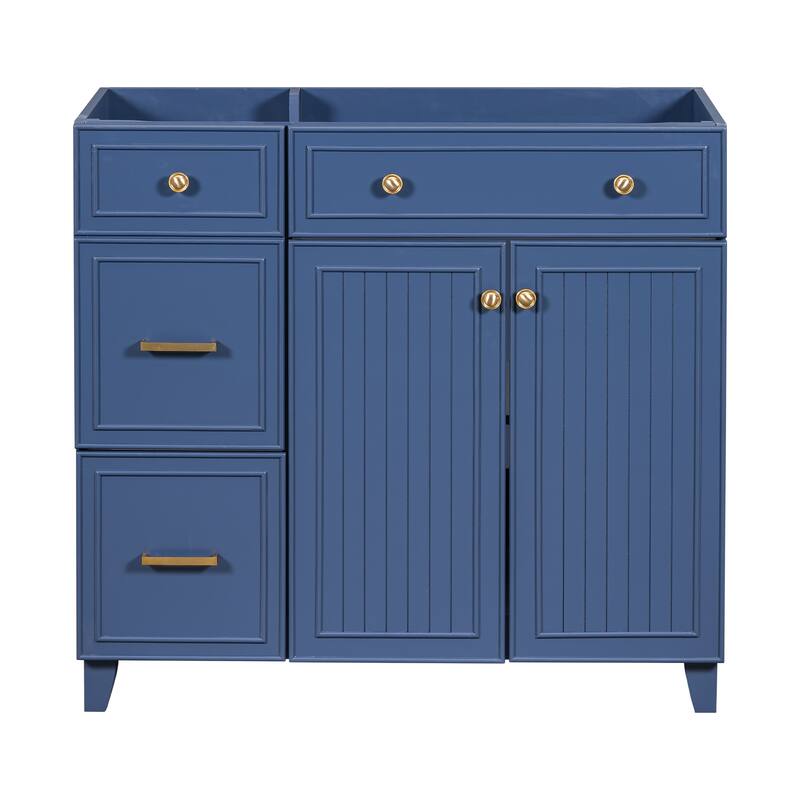 36-inch Bathroom Vanity Single Bathroom Cabinet with 2 Drawers - Without Sink - Blue