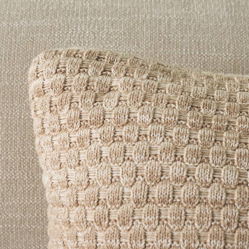 SAFAVIEH Home Rava 18-inch Square Natural/Beige Cotton Decorative Pillow