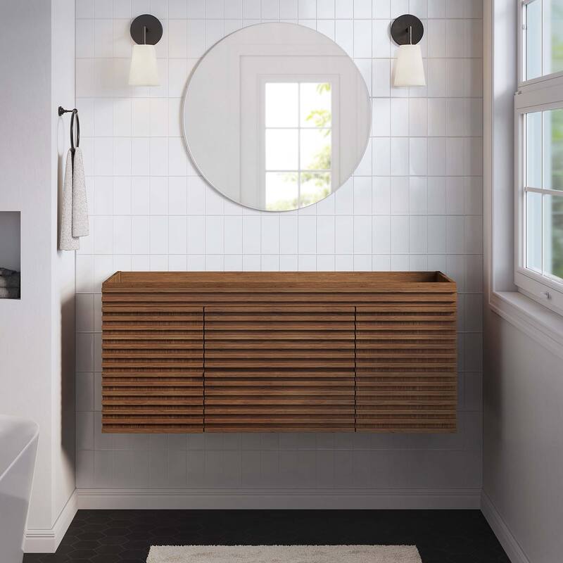 Render 48" Single Sink Compatible (Not Included) Bathroom Vanity Cabinet - Walnut