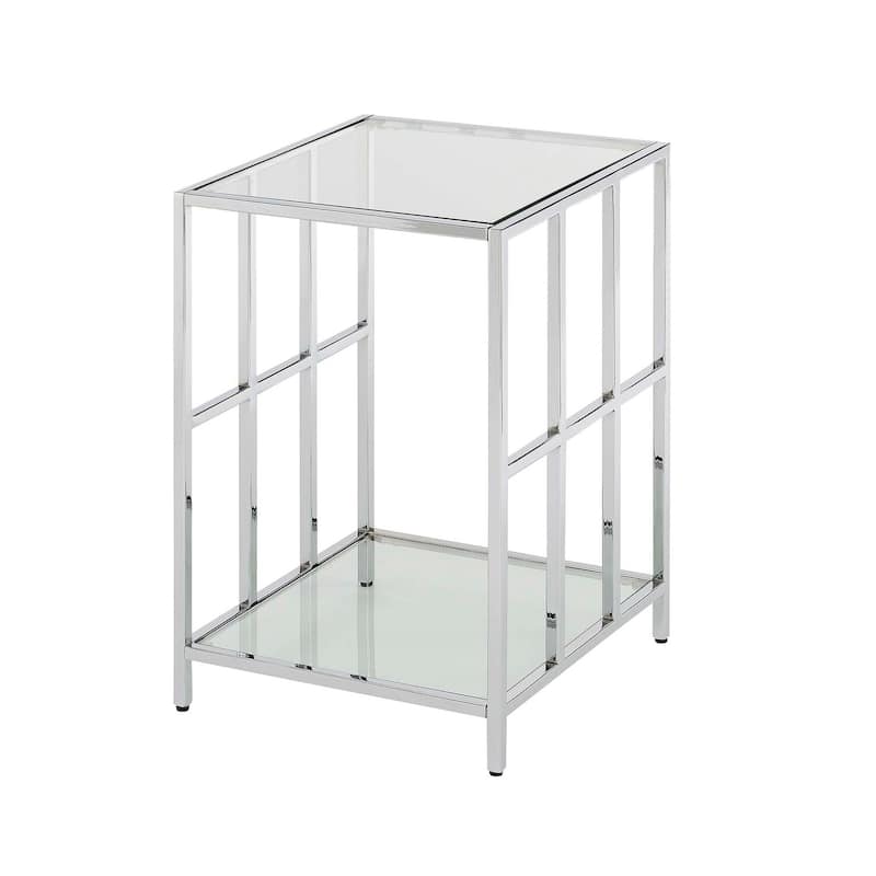 Glass End Table with Sleek Frame and Smooth Clear Surface, Contemporary Accent Side Table for Modern Living Room or Office