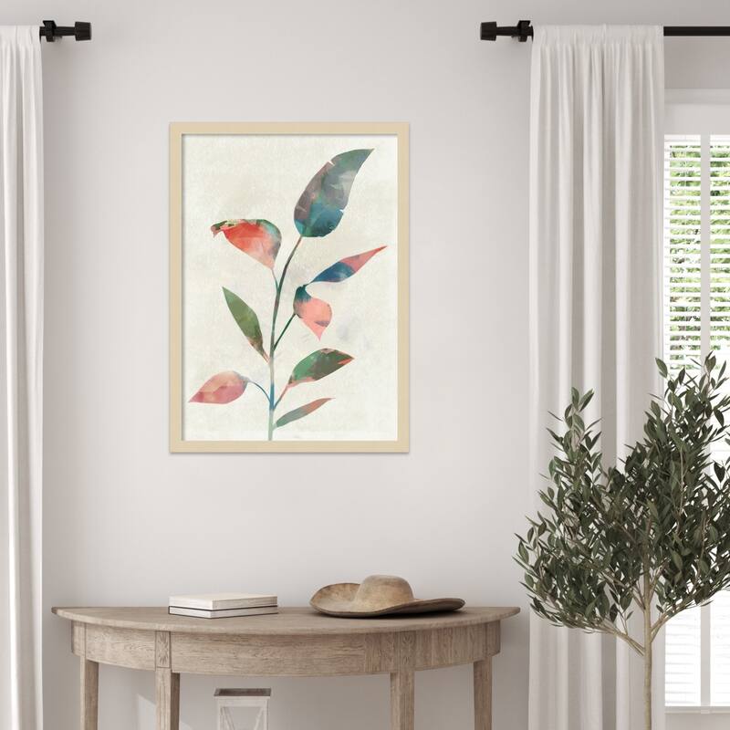 Gentle Leaves in Soft Colors by Ken Roko Wood Framed Wall Art Print - Svelte Natural