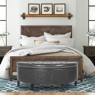 Adeco Half Moon Tufted Storage Ottoman Bench