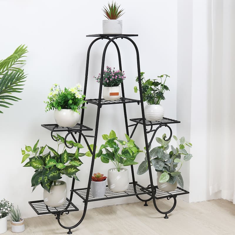7-Tier Large Metal Plant Stand: Multilayer Flower Planter Pot Storage Shelving