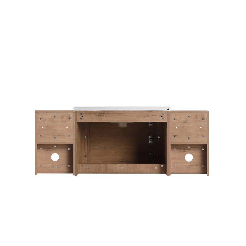 Floating Bathroom Vanity with Sink, Wall-Mounted Bathroom Storage Cabinet, Vanity Cabinet & Ceramic Sink Set