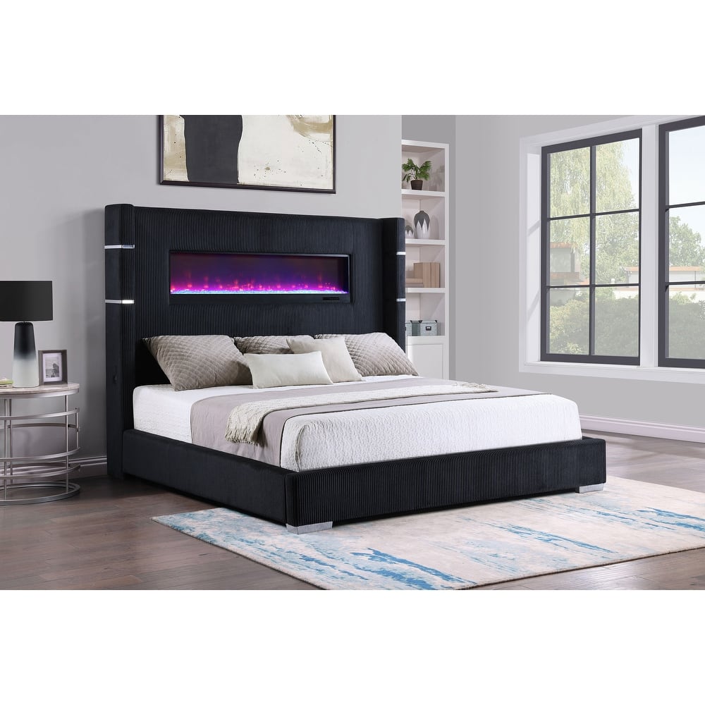Judah Upholstered Flame Visualizer Bed