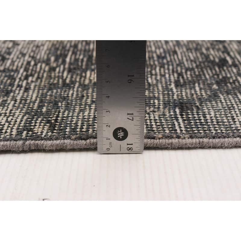 ECARPETGALLERY Hand-knotted Color Transition Dark Grey Wool Rug - 7'9 x 10'5