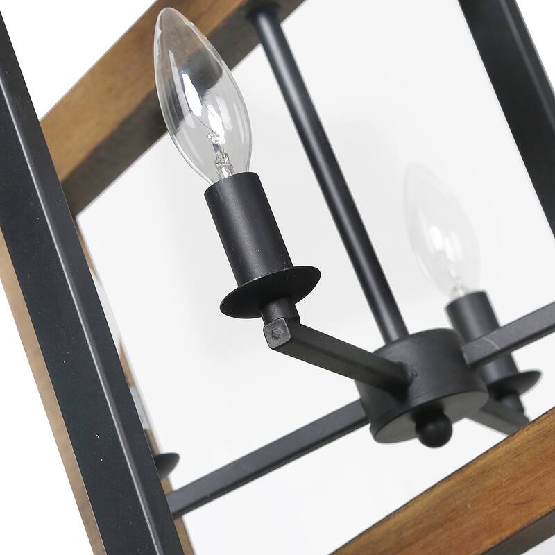 The Gray Barn Farmhouse 4-Light Wood Chandelier Island Lights for Kitchen Island - L18"xW14.5"xH14"