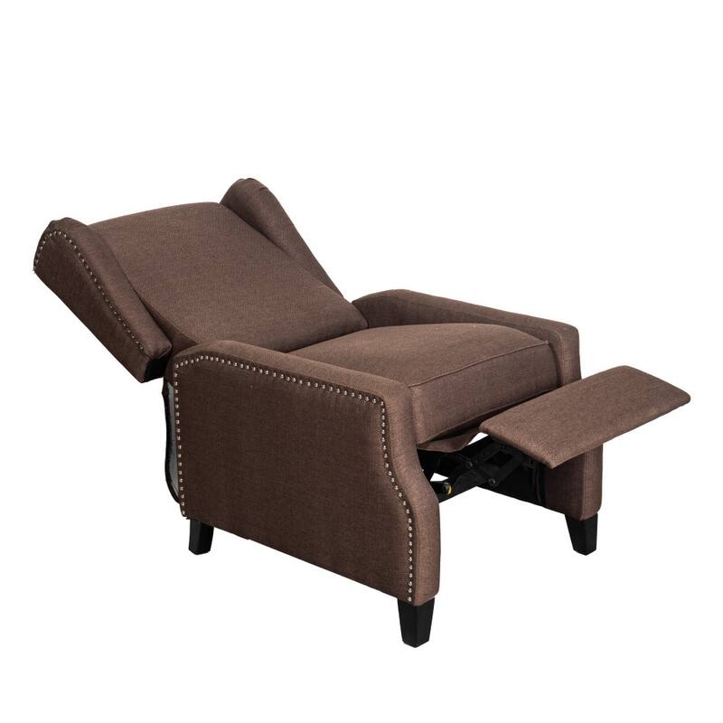 Push Back Wing Back Pocket Spring Recliner with Side Accent Nail Trim