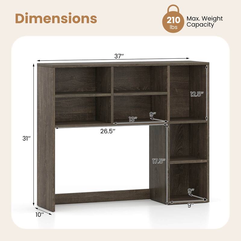 Costway Desktop Bookshelf Desk Storage Hutch with 7 Open Cubbies & 3 - See Details