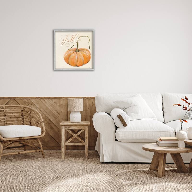 Stupell Fall Is My Favorite Color Orange Pumpkin Seasonal Word Design,12 x 12, Framed Wall Art