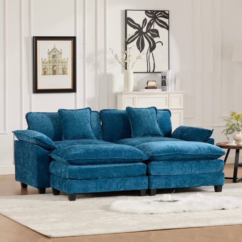 Roomfitters Cloud Loveseat Sofa, Modern Chenille Upholstered 2-Seater with Deep Cushions and Wide Armrests