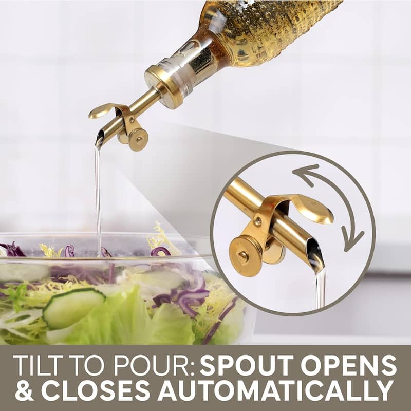 COOK WITH COLOR Glass Olive Oil Bottle Dispenser - 2 Pack- 17oz Oil and Vinegar Carafe Decanter