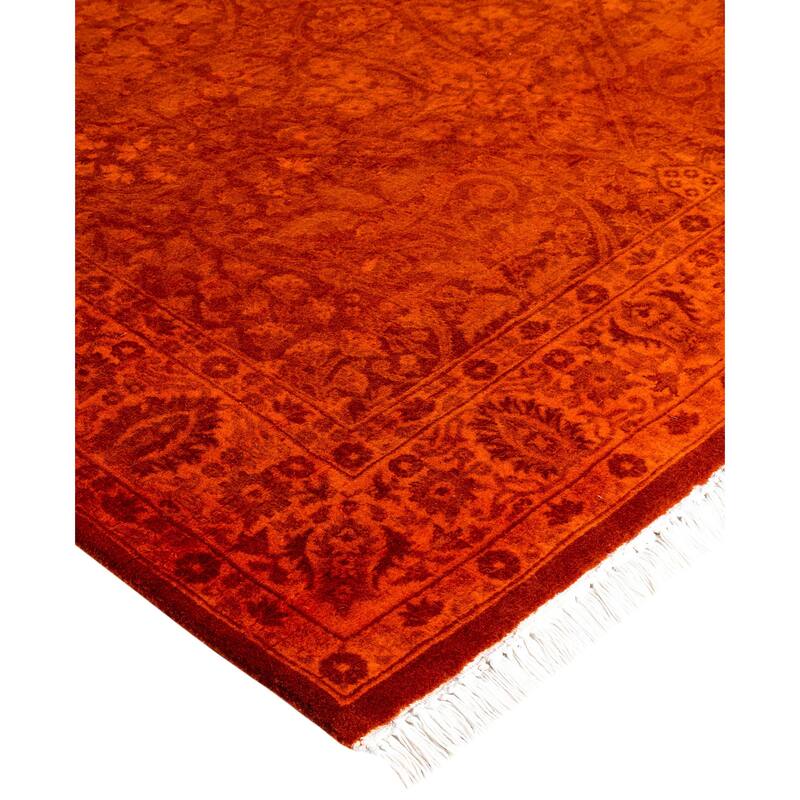 Overdyed One-of-a-Kind Hand-Knotted Area Rug - Orange - 4' 2" x 6' 0"