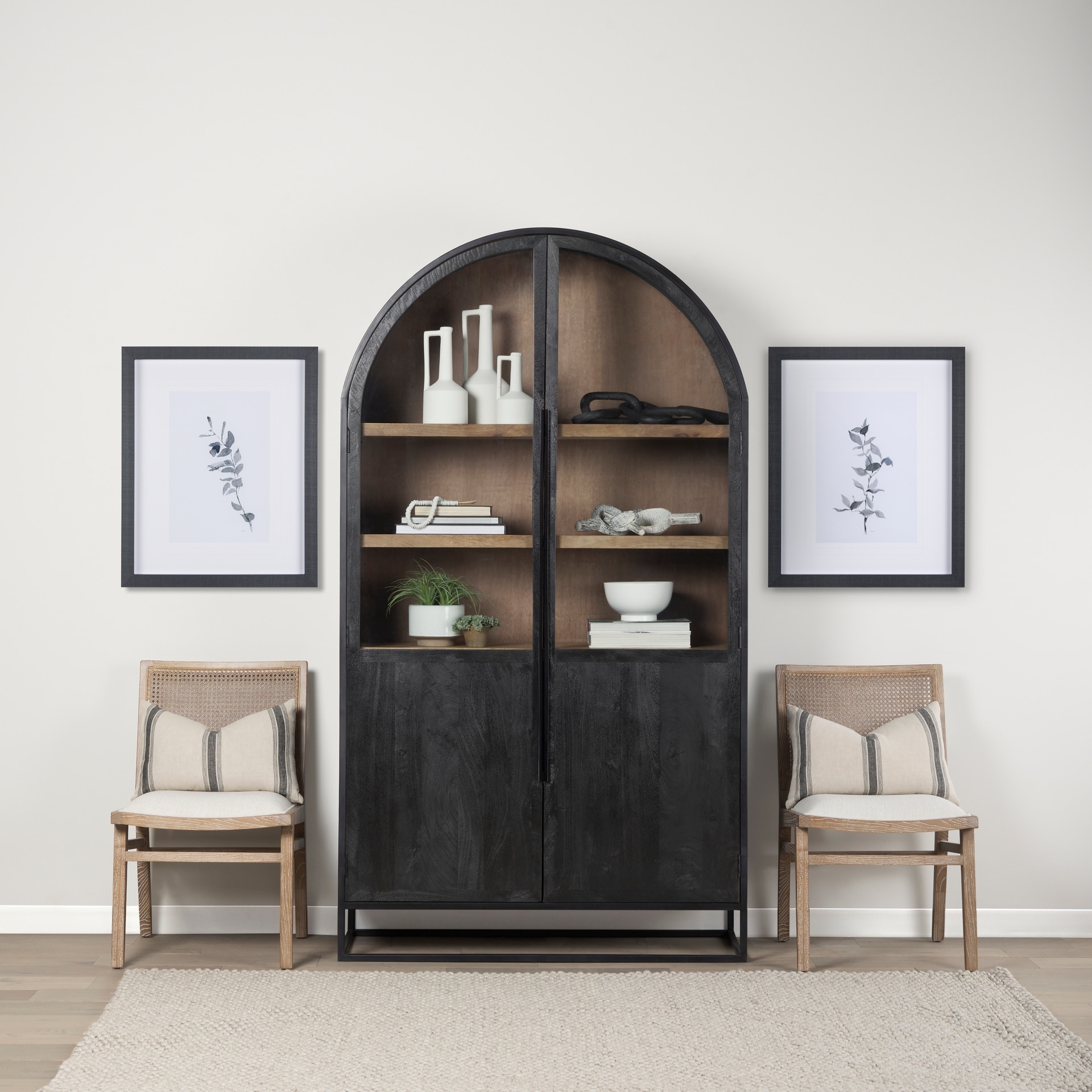 Mercana Sloan Arched Storage Display Cabinet Bookshelf