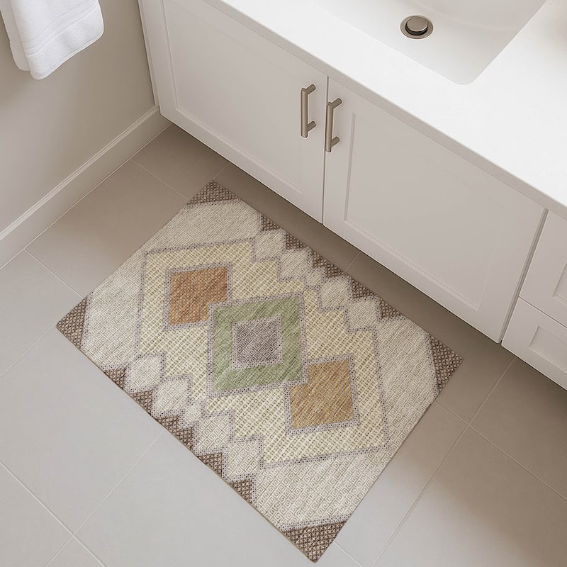 Premium Washable Super Soft Modern Global Mayfield Rug - Brown - 1'8" x 2'6"