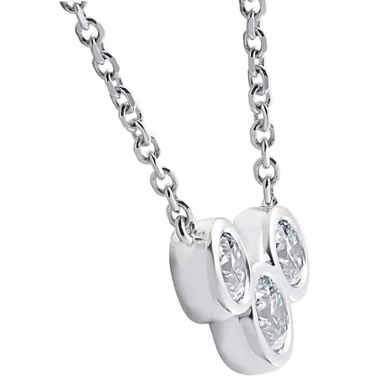 Bliss Diamond 1 3/4ct Diamond 3 Stone Bezel Pendant White Gold 18" Lobster Clasp Lab Grown