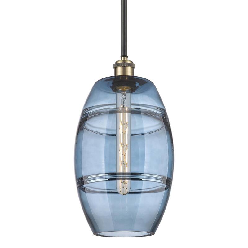 Innovations Lighting 516-1S-10-8 Vaz Pendant Vaz 8" Wide Mini Pendant - Black Antique Brass / Princess Blue