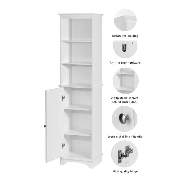 Shop Spirich Home Freestanding Storage Cabinet With Three Tier Shelves Tall Slim Cabinet Free Standing Linen Tower White Finish Overstock 31673321